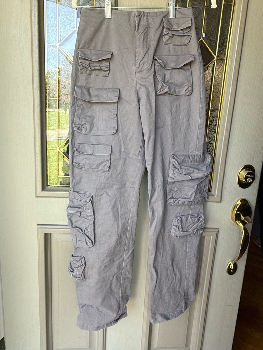 Forever 21 Light Gray Cargo Pants with Multiple Pockets
